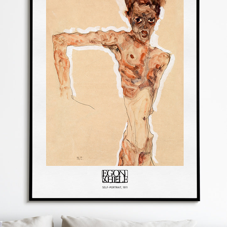 Egon Schiele Art Print - Naked Man, Self-Portrait