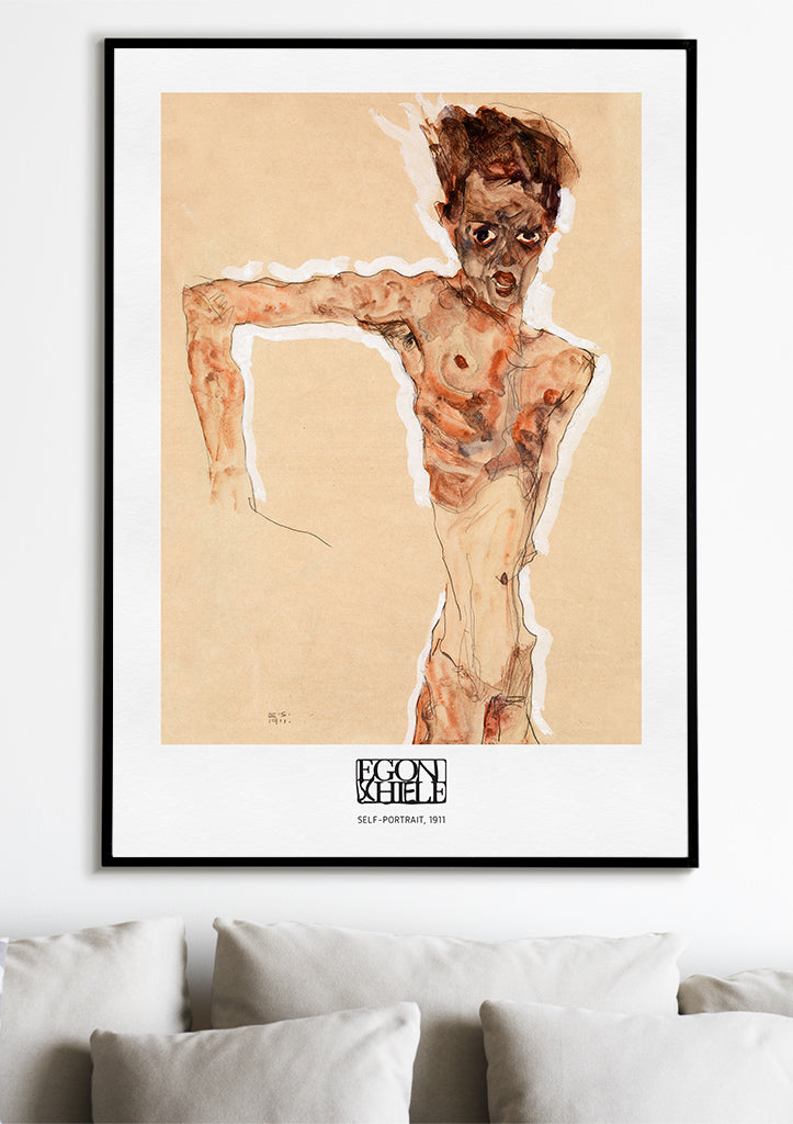 Egon Schiele Art Print - Naked Man, Self-Portrait