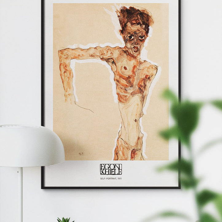 Egon Schiele Art Print - Naked Man, Self-Portrait