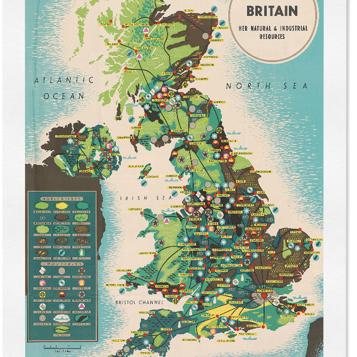 England Map Natural & Industrial Resources