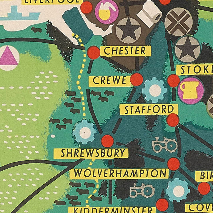 England Map Natural & Industrial Resources