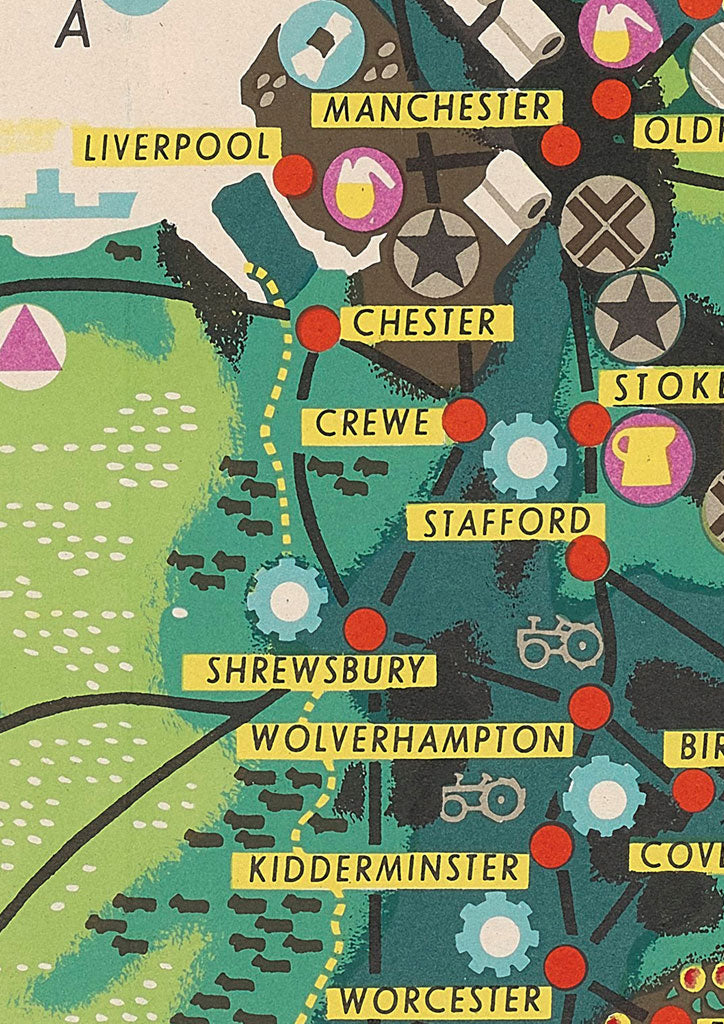 England Map Natural & Industrial Resources