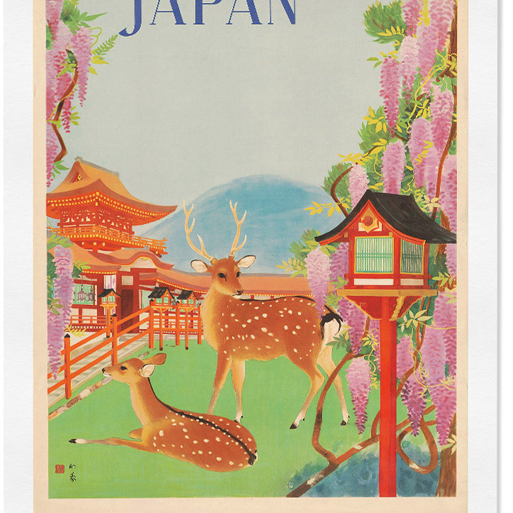 Japanese Travel Poster with Deer