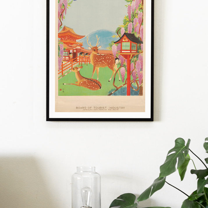 Japanese Travel Poster with Deer