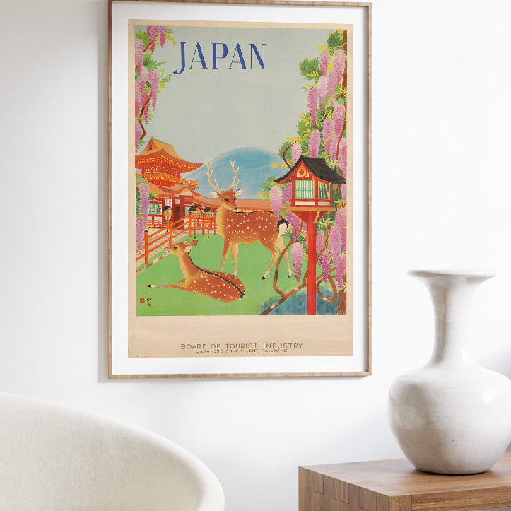 Japanese Travel Poster with Deer