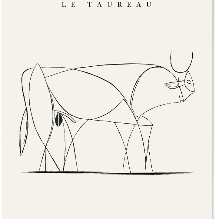 Picasso 'The Bull' Line Drawing Art Poster