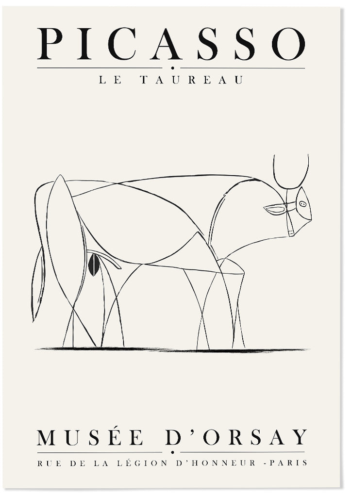 Picasso 'The Bull' Line Drawing Art Poster