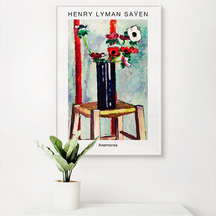 H. Lyman Saÿen art print showing his abstract still-life painting 'Anemones'. 