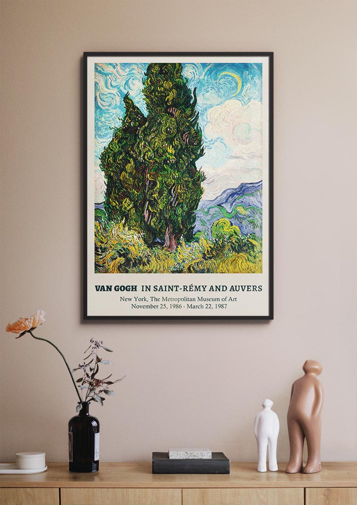 Vincent van Gogh Art Poster - Two Cypresses