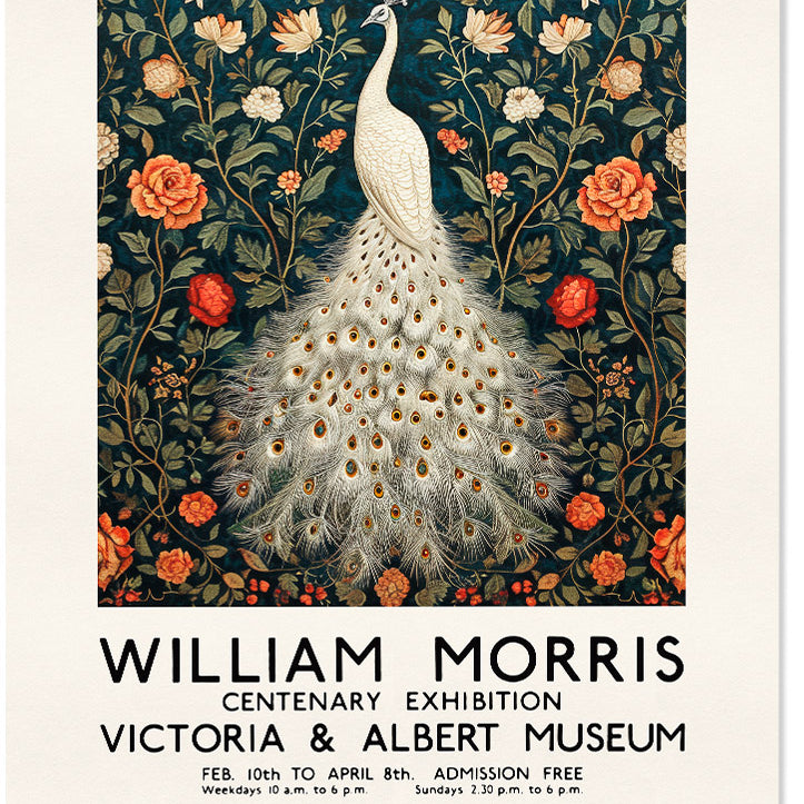 William Morris White Peafowl Poster