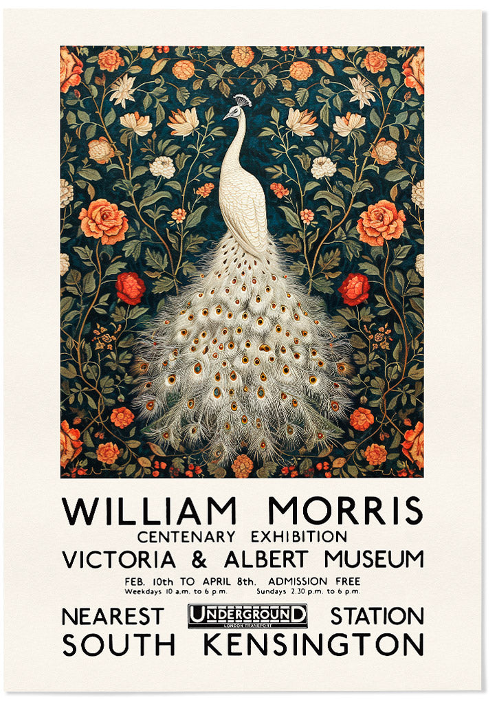 William Morris White Peafowl Poster