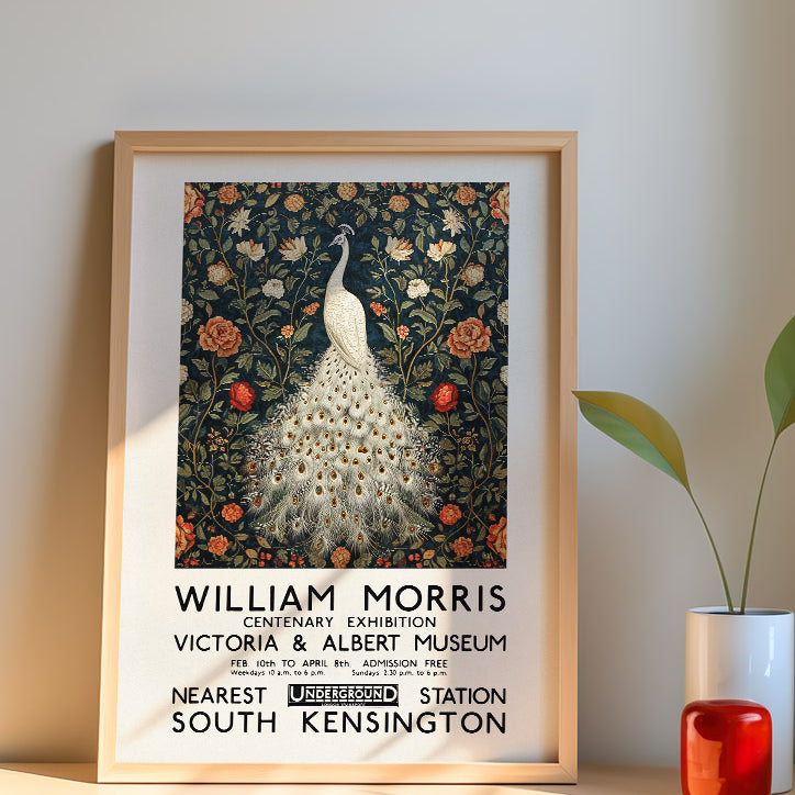 William Morris White Peafowl Poster