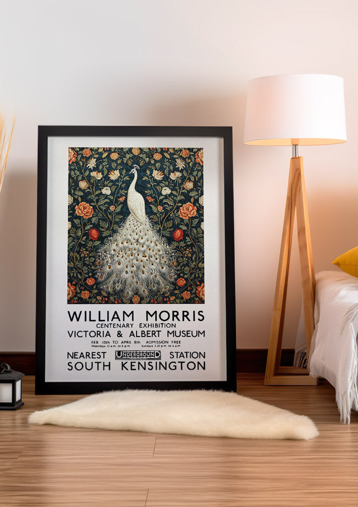 William Morris White Peafowl Poster