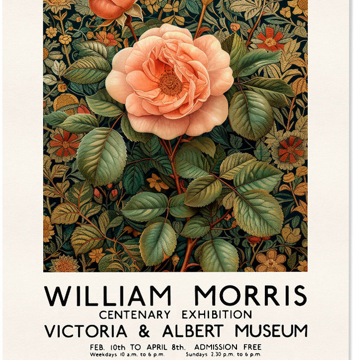 William Morris Pink Rose Exhibition Poster