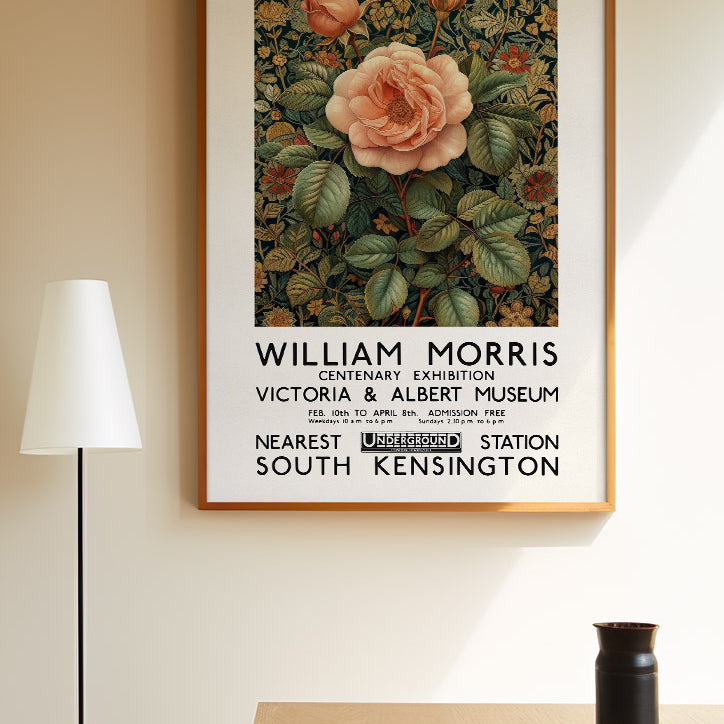 William Morris Pink Rose Exhibition Poster