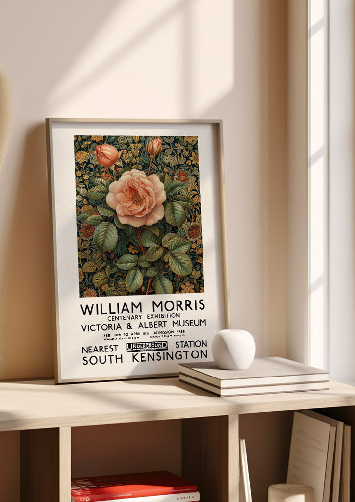 William Morris Pink Rose Exhibition Poster