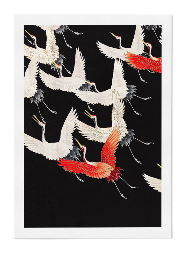 Japanese Flying Cranes Art Print