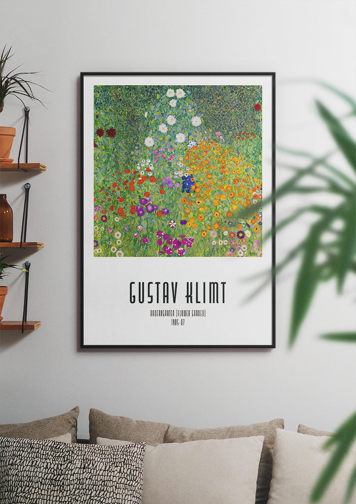 Gustav Klimt art poster showing his painting 'Bauerngarten' from 1907.