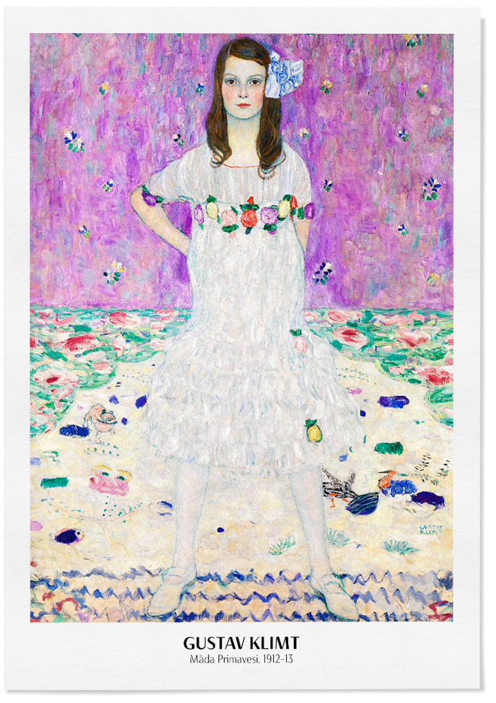 Gustav Klimt art poster featuring his artwork 'Mada Primavesi' from 1912