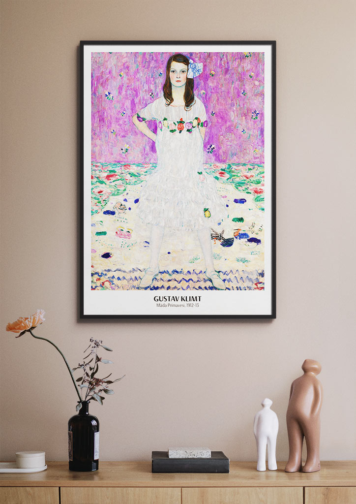 Gustav Klimt art poster featuring his artwork 'Mada Primavesi' from 1912