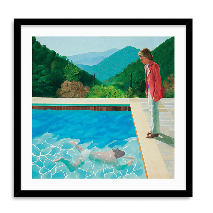 Portrait of an Artist (Pool with Two Figures) by David Hockney Square Art Print