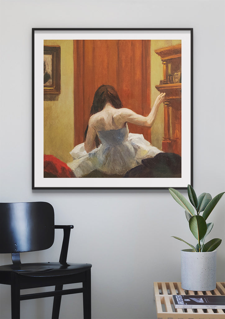 Edward Hopper square poster New York City interior, Mid Century Modern painting