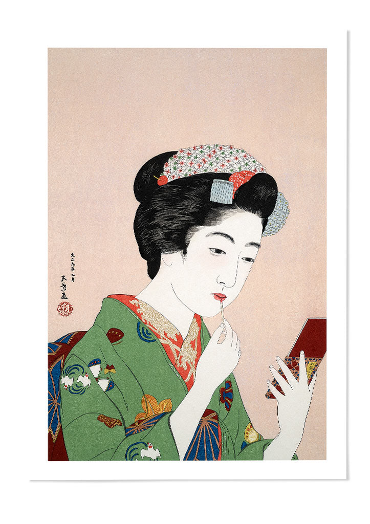 Woman Applying Rouge Art Print by Goyō Hashiguchi