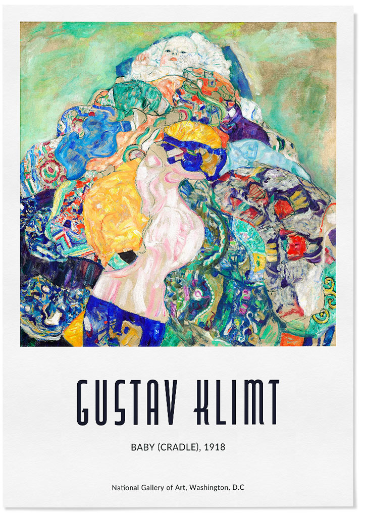 Gustav Klimt poster featuring his artwork 'Baby (Cradle)' from 1917