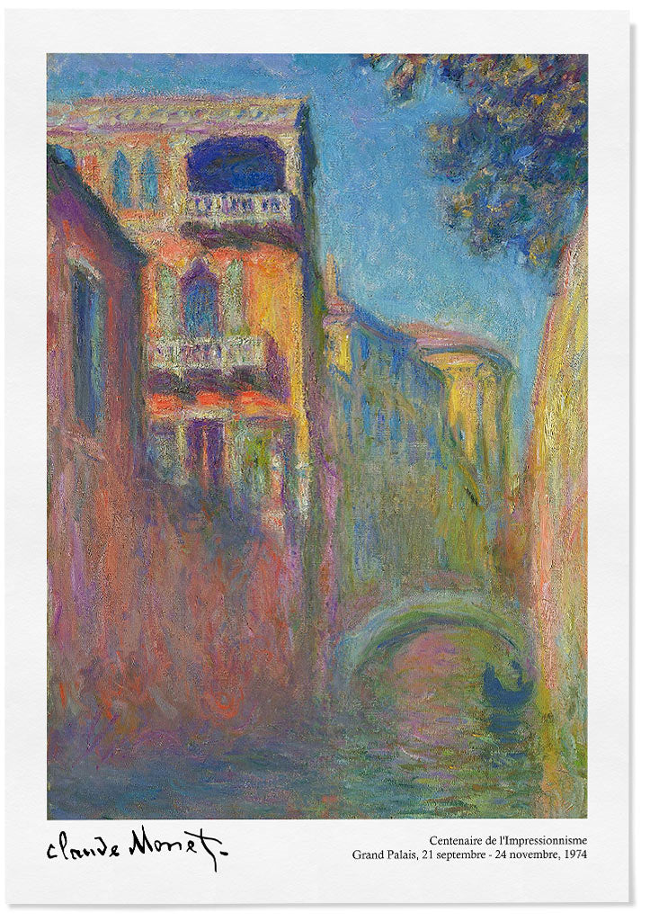 A beautiful Claude Monet art poster featuring his Italian landscape painting 'The Rio della Salute'.