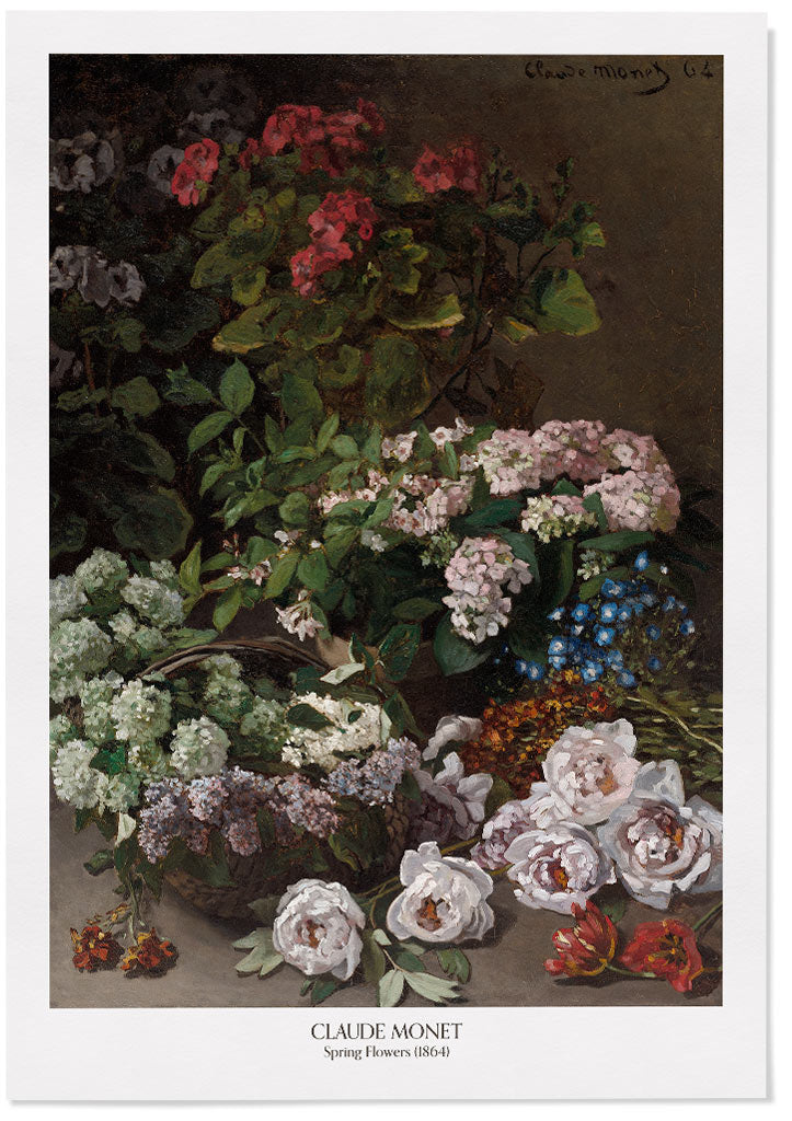 A beautiful Monet art poster, featuring his still life painting 'Spring Flowers'. 