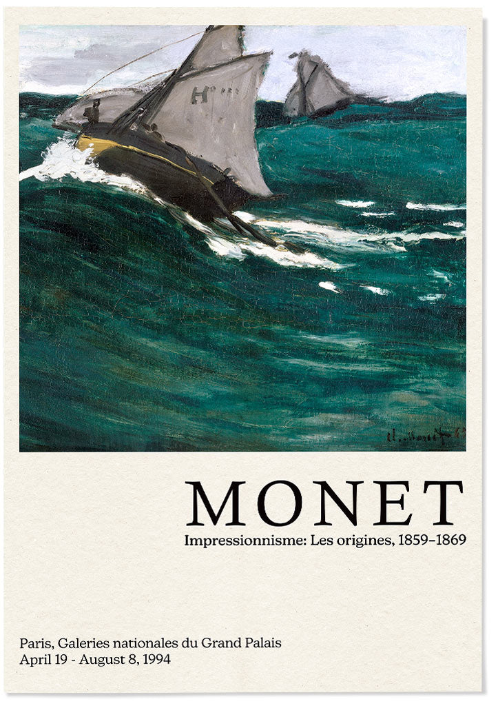 Claude Monet exhibition poster showing his painting 'The Green Wave'.