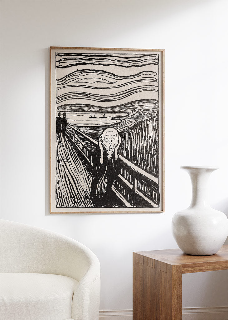 Edvard Munch 'The Scream' Black and White Poster