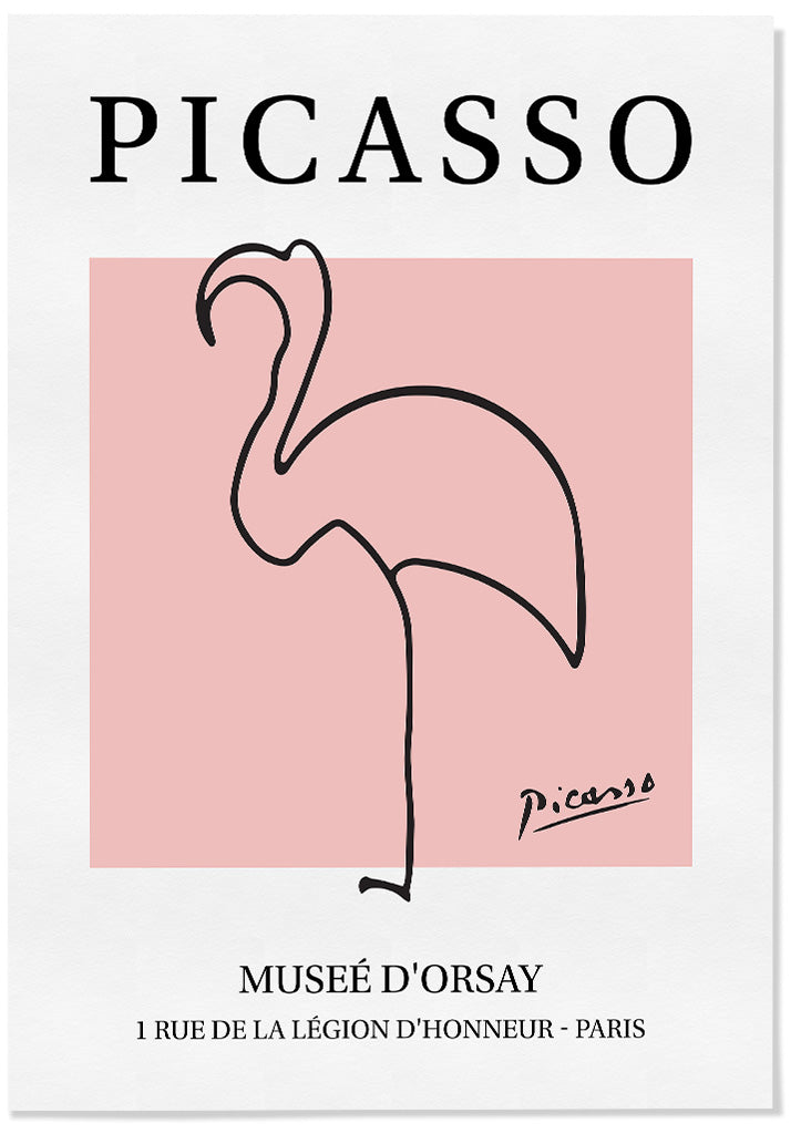 Picasso Line Art Drawing - Flamingo