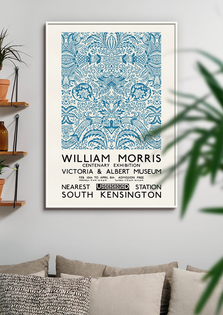 William Morris Print with Blue Floral Pattern