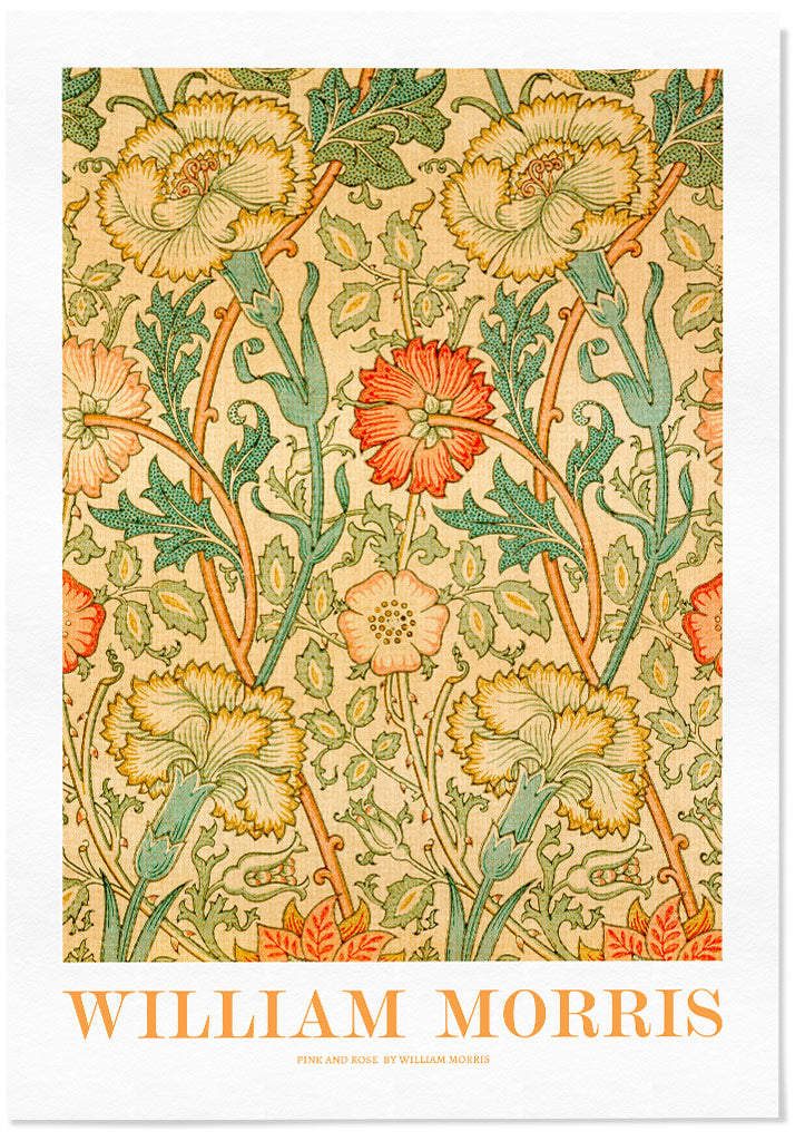 William Morris Pink and Rose Art Poster