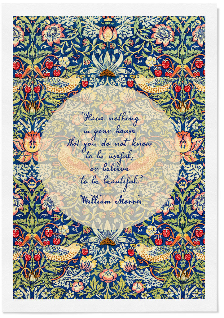William Morris Inspirational Quote Poster - Strawberry Thief
